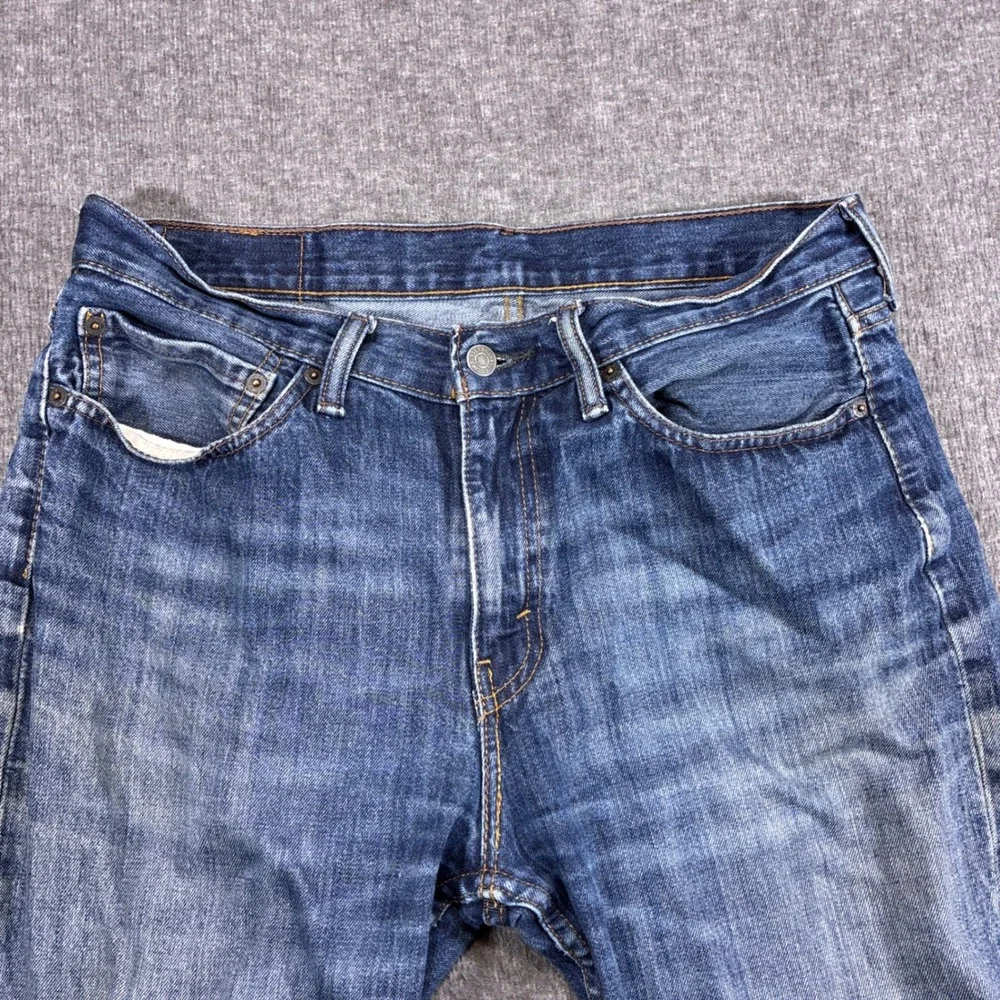 Levi's 514 Straight Leg Jeans Mens 34x32 Blue Distressed Denim